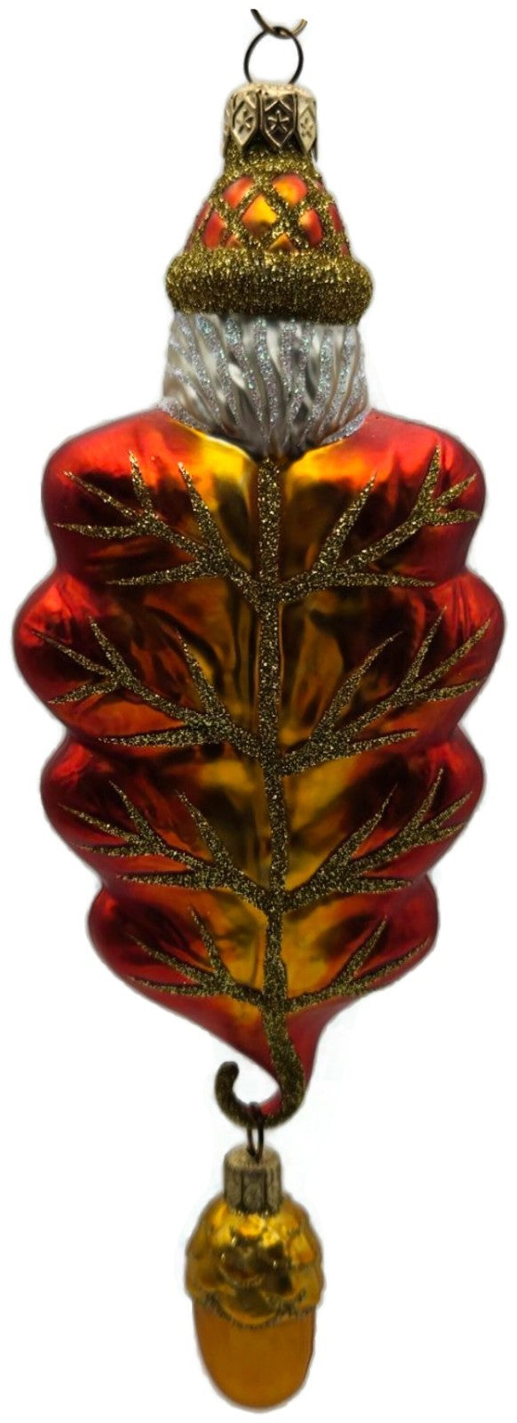 Patricia Breen Oak Leaf Santa Orange Matte Fall 2 Part Christmas Ornament 97324