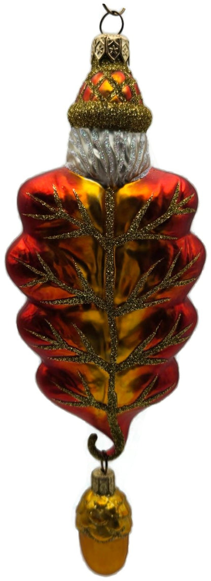 Patricia Breen Oak Leaf Santa Orange Matte Fall 2 Part Christmas Ornament 97324