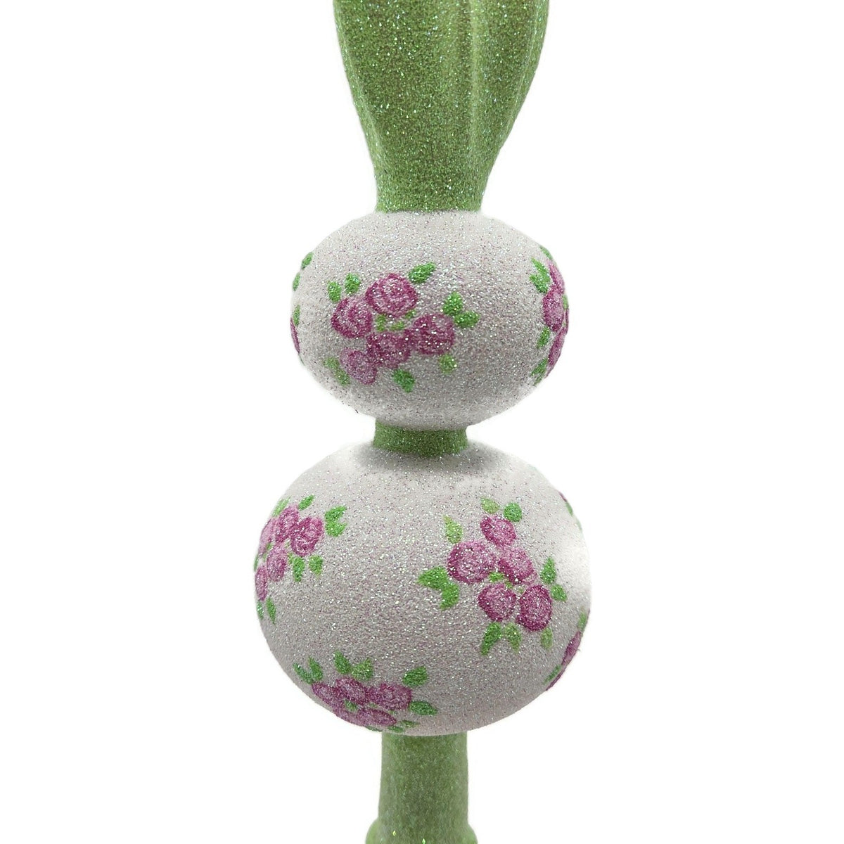 Patricia Breen Miniature Rose Finial Flowers White Green Spring Tree Topper 20741