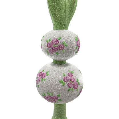 Patricia Breen Miniature Rose Finial Flowers White Green Spring Tree Topper 20741
