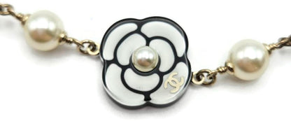 Chanel B19B Camellia Faux Pearl Crystal CC Long Necklace 2019 Gold w/ Box6