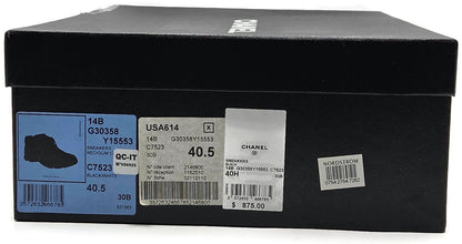 Chanel CC Low Top Sneakers Black Leather Platform Athletic Shoes Women Size 40.513