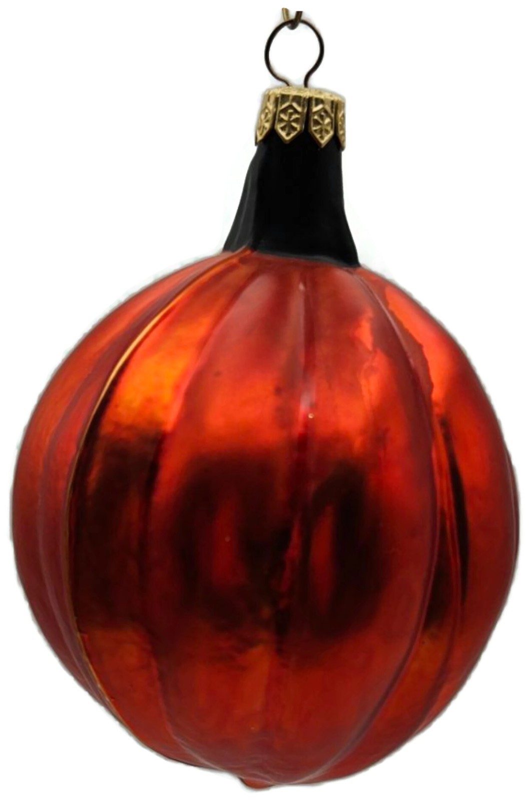 Patricia Breen Classic Pumpkin Orange Matte Gold Face Halloween Ornament 98126