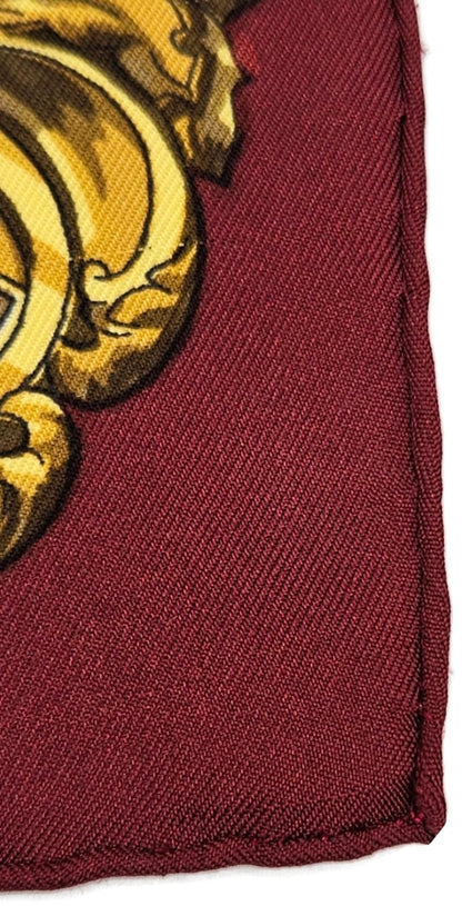 Hermes Carre 90 Silk Scarf Les Cles Caty Latham Burgundy Gold Keys Wrap w/ Box7