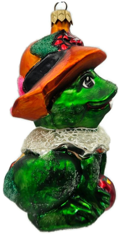 Christopher Radko Lillie Mae Green Frog Easter Glass Ornament 1997 97-228-06