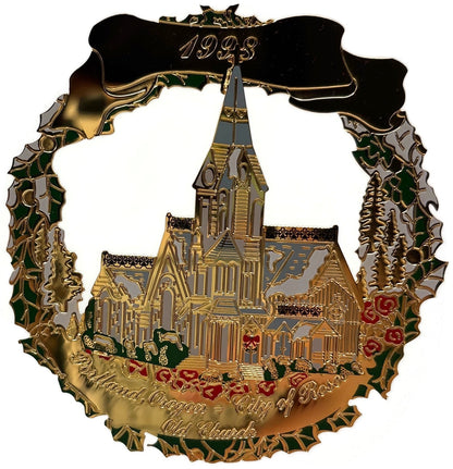 Portland Ornament 1998 The Old Church Gold Plated  Michael Allen Harrison CD3