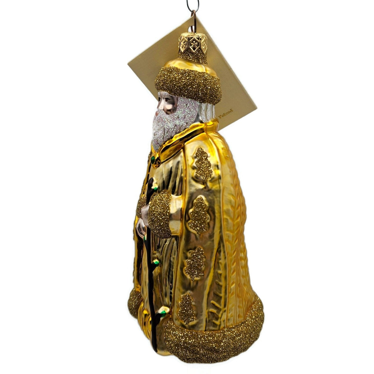 Patricia Breen Santa of the Golden Oaks Gold Glass Christmas Tree Ornament 96413