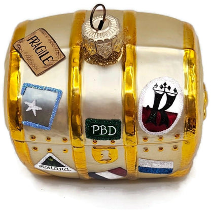 Patricia Breen Bon Voyage Gold Georgia Green Trunk Christmas Tree Ornament 99034