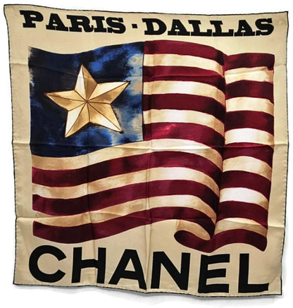 Chanel Paris Dallas Pre Fall Collection American Flag 26" Square Silk Scarf0