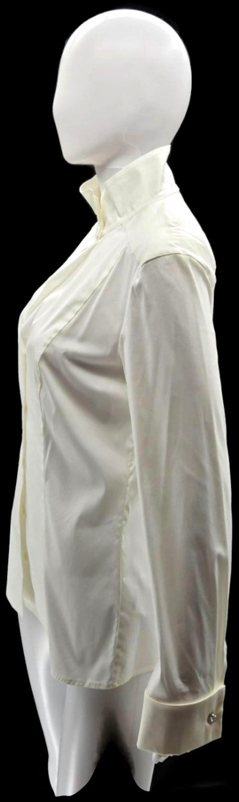 Escada Natassa Off White Swarovski Button Up Blouse French Cuff Size 36 NWT2