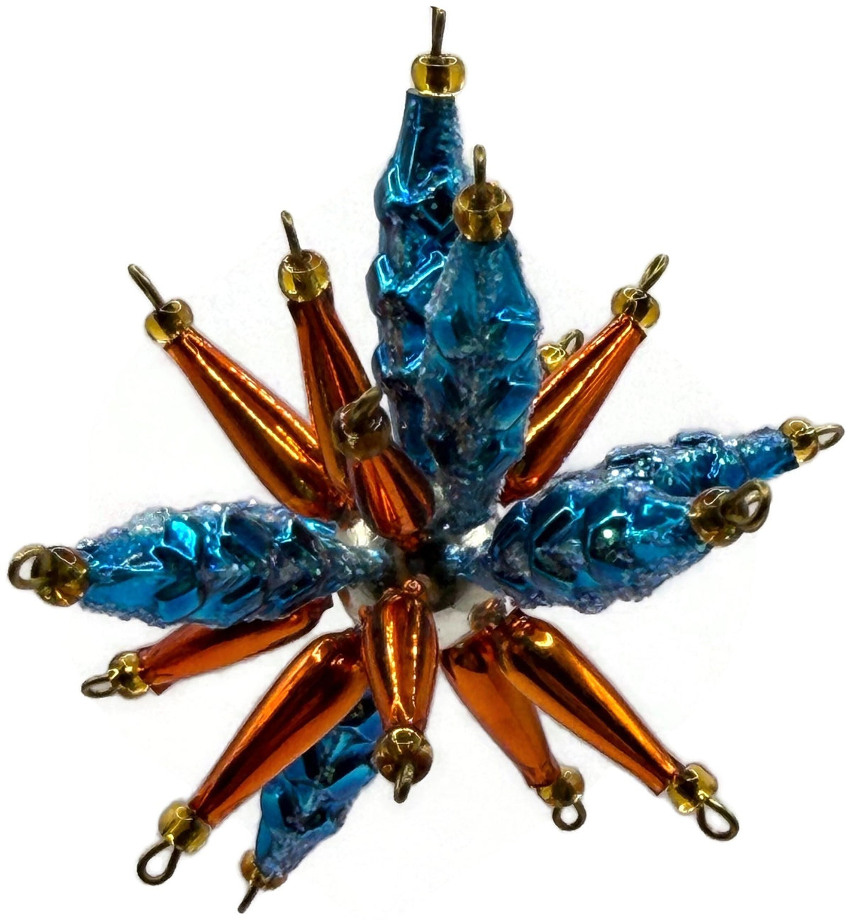 Christopher Radko Star Bright Blue Orange Beaded Christmas Ornament 99 391 00