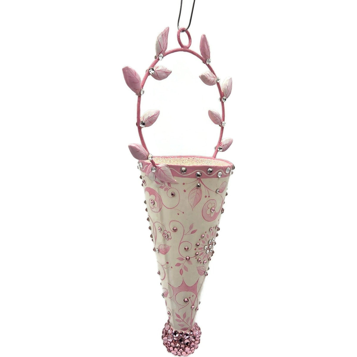 Patricia Breen Christmas Cornucopia Chinoiserie Pink Basket Spring Ornament 32438