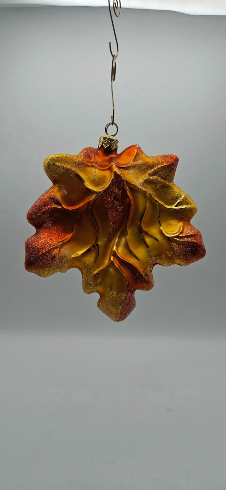Christopher Radko Maple Frost Orange Large Leaf Fall Christmas Ornament 98-489-010