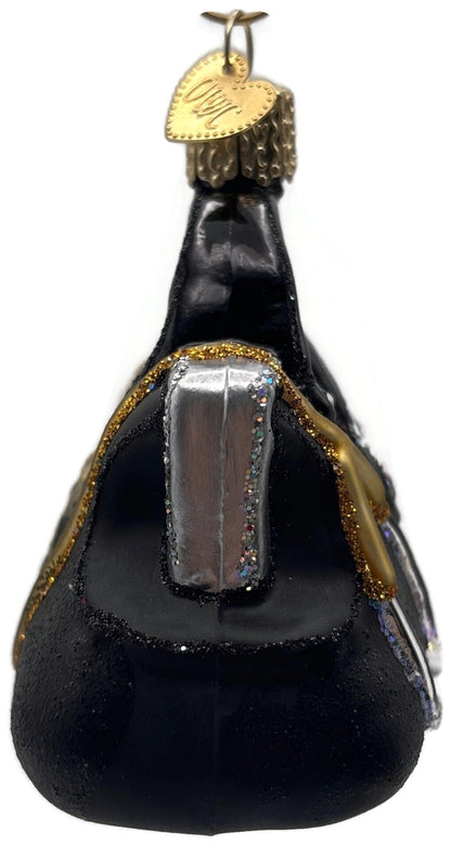 Old World Christmas 2006 Doctor's Bag Black Gold Glass OWC Christmas Ornament4