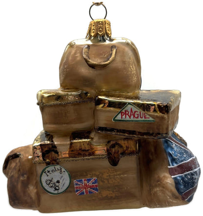 London England Roma Great Britain Stacked Luggage Glass Christmas Tree Ornament6