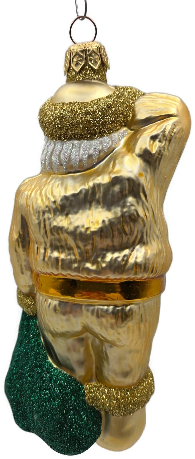 Patricia Breen A Santa for Thomas Gold Green Bag Glass Christmas Ornament 97412