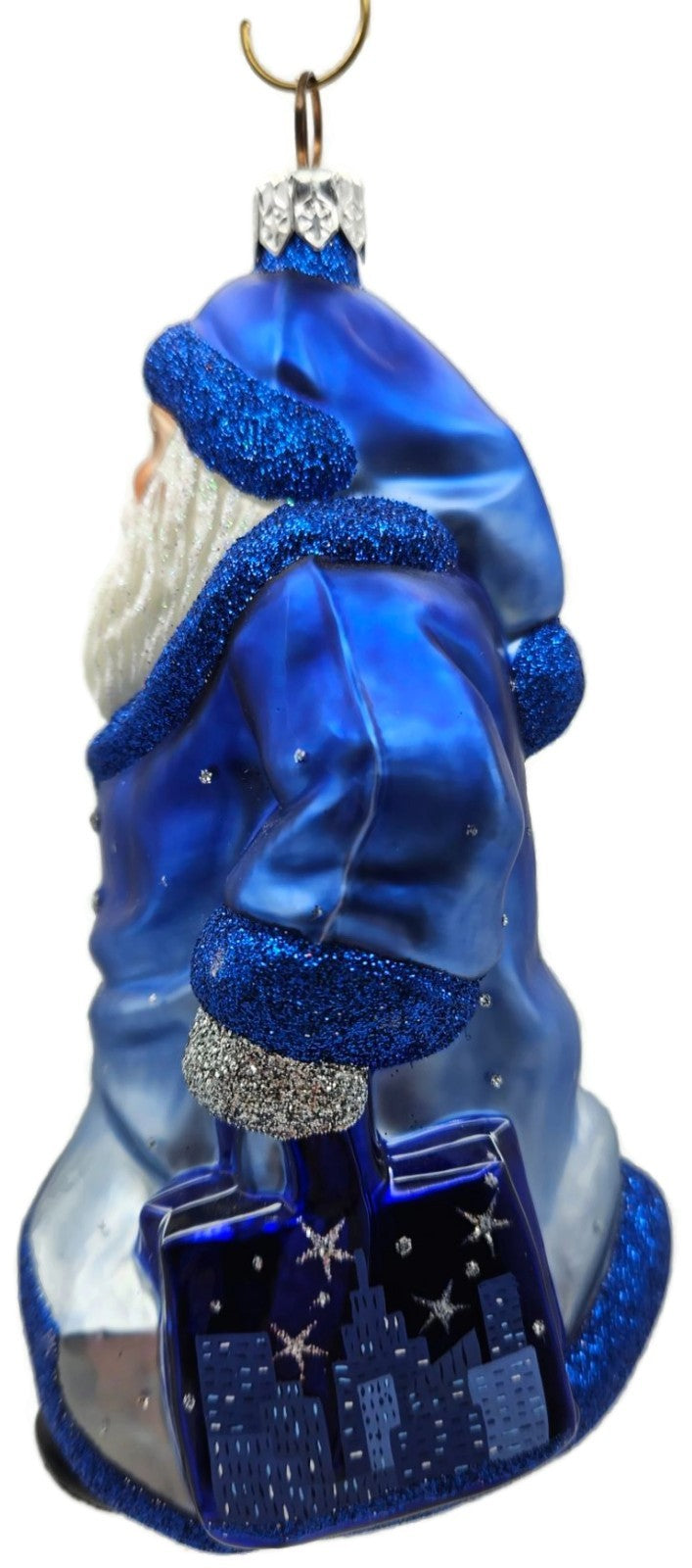 Patricia Breen City Santa Dawn Blue Silver Snowflakes Christmas Ornament10