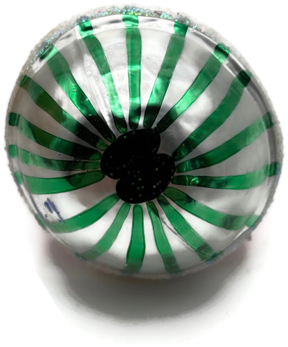 Christopher Radko Roly Striped Santa Red Green Glass Ornament 97 015 0 19974