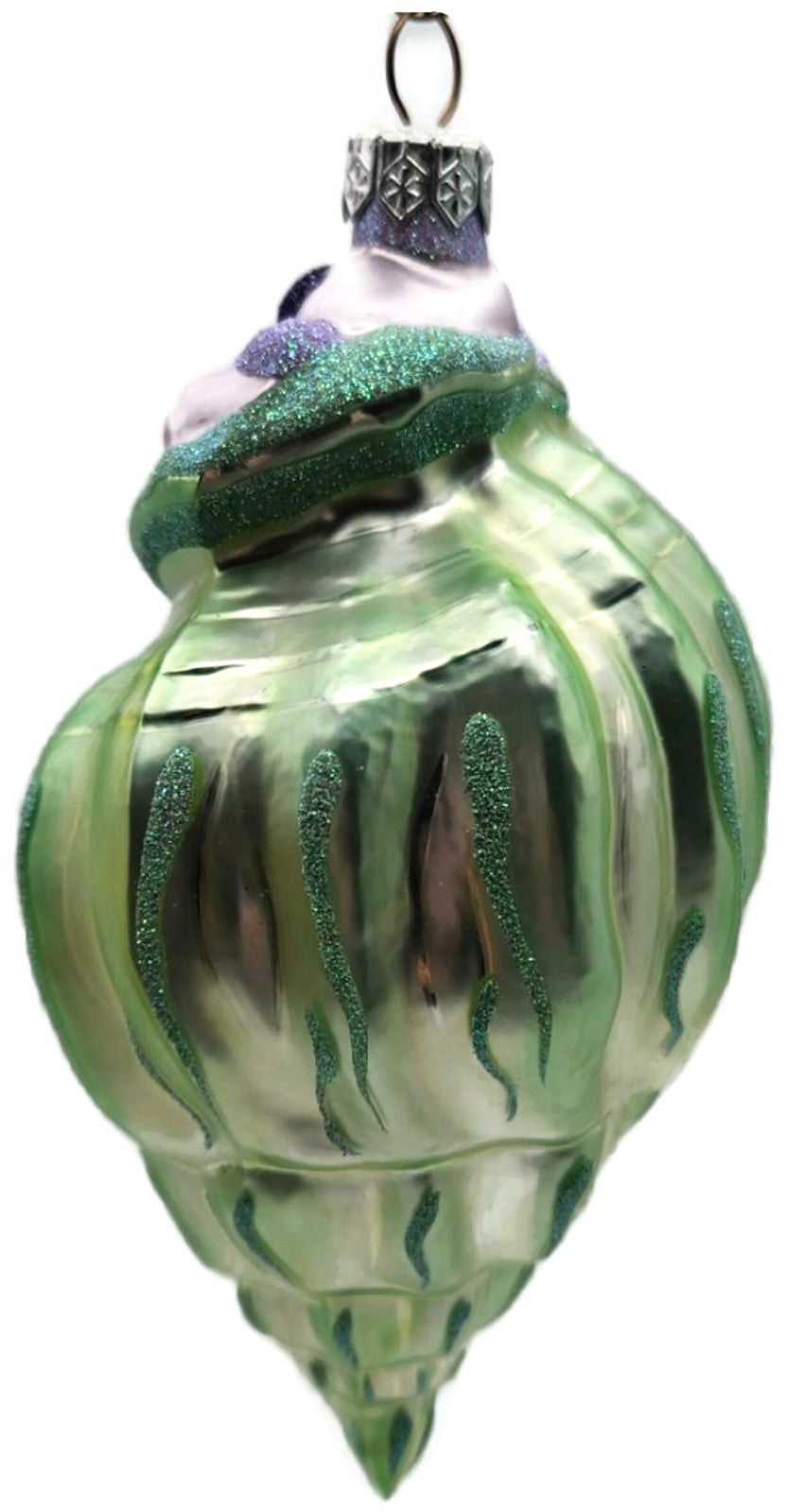 Patricia Breen Coastal Santa Green Lavender Purple Mitten Nautical Ornament 97101