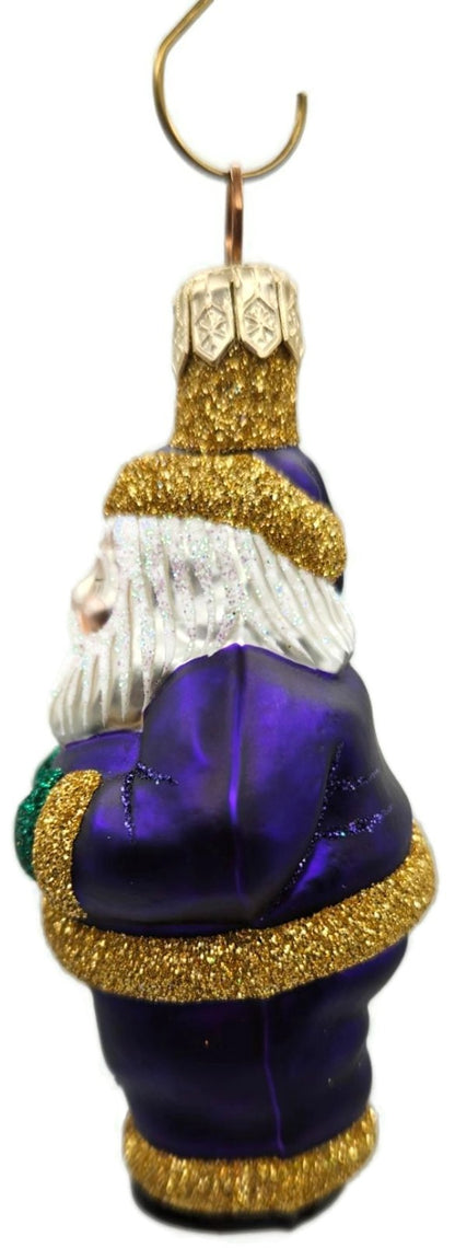 Patricia Breen Miniature HO HO HO Purple Santa Christmas Tree Ornament 99456