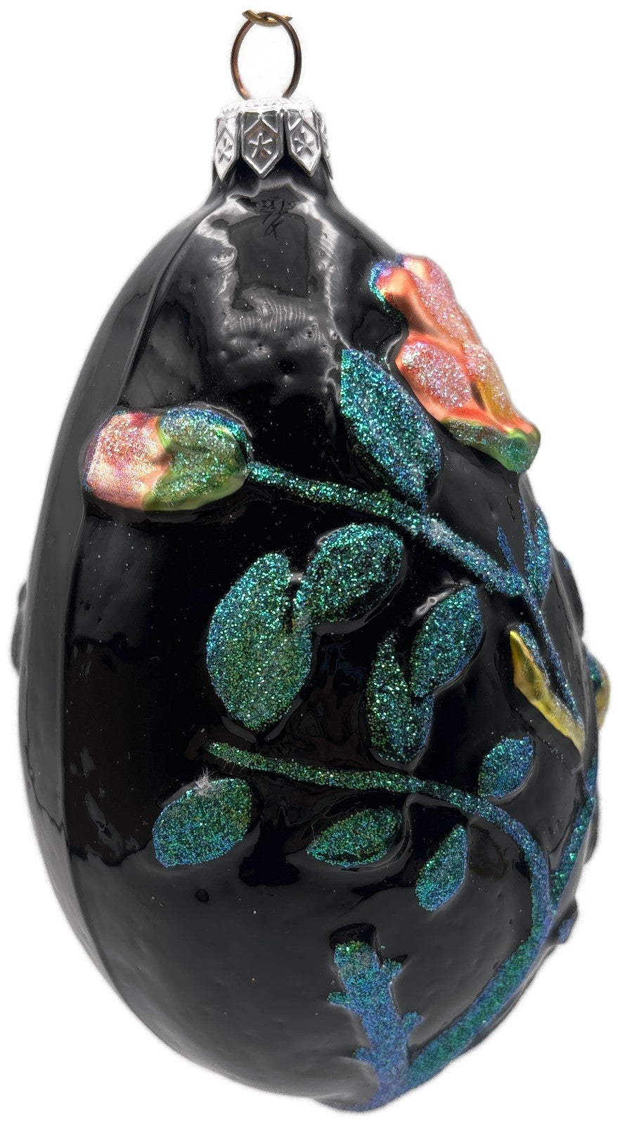 Patricia Breen 1996 Chrysalis Egg Black Floral Limited Easter Ornament 96082