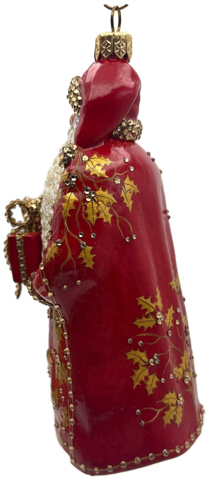 Patricia Breen 2014 Santa for Yaly Red Gold Holly Reindeer Ornament 34405