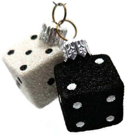 Patricia Breen Dice Pair Black and White 2 Part Mini Christmas Ornament 2377GIFT2
