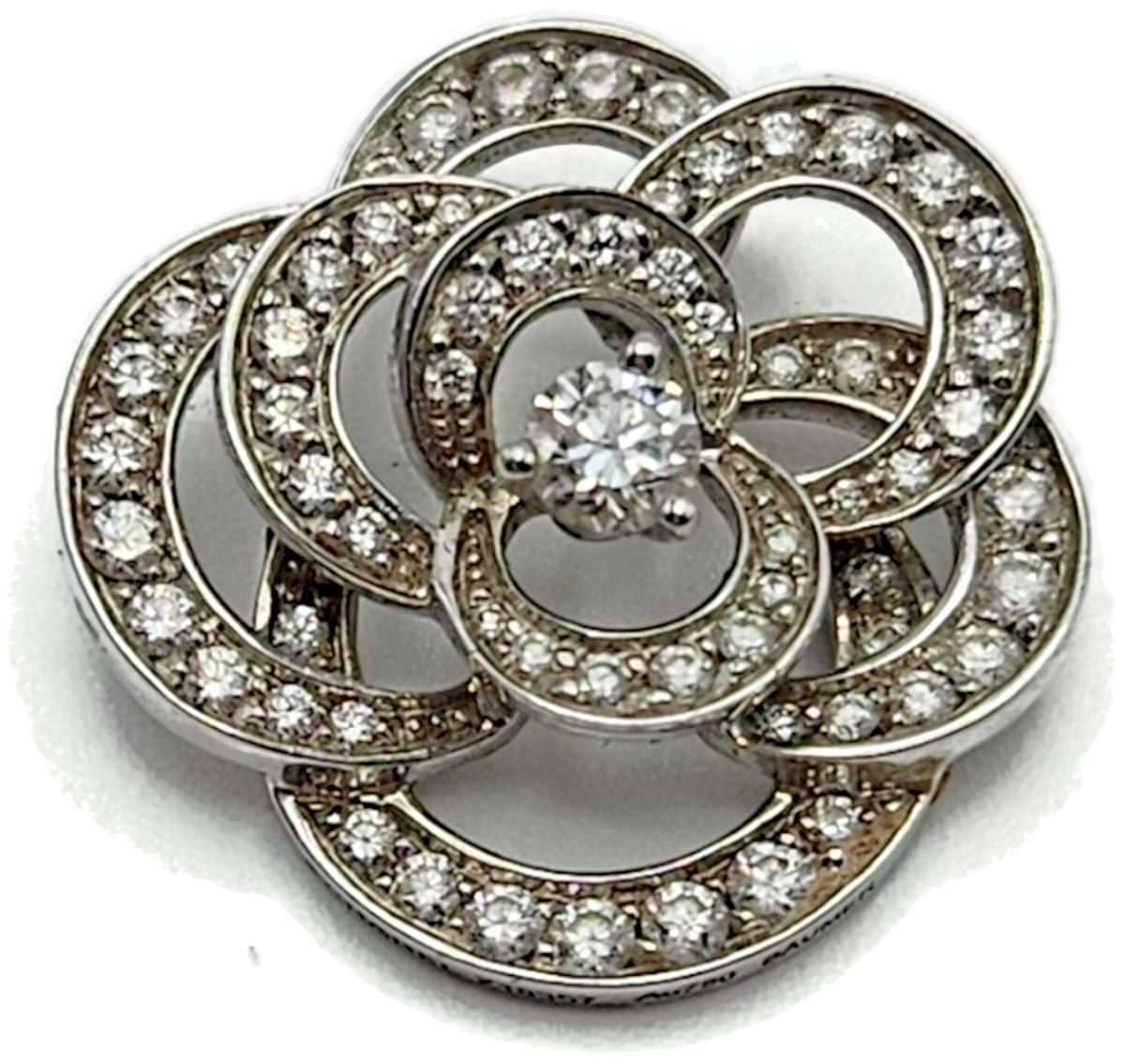Chanel Fil de Camelia Diamond 14K Pendant and 18K White Gold Necklace Chain5