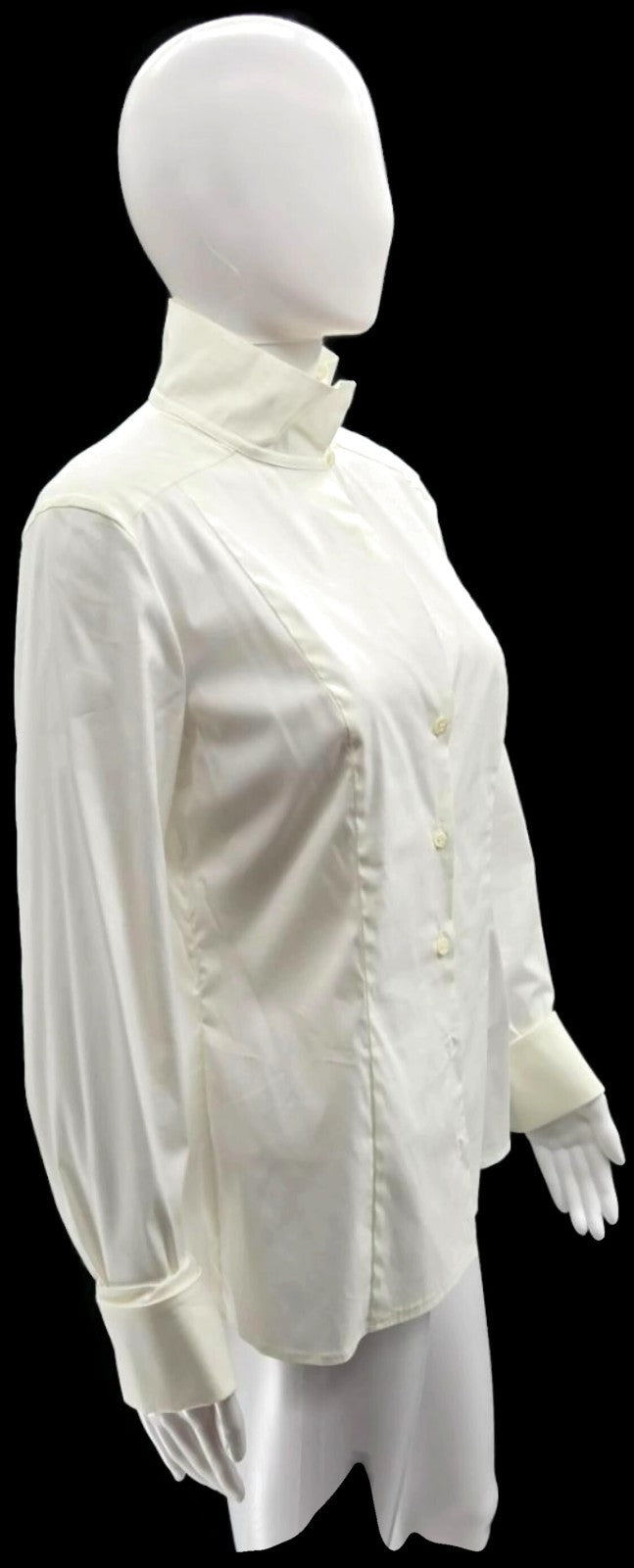 Escada Natassa Off White Swarovski Button Up Blouse French Cuff Size 36 NWT7