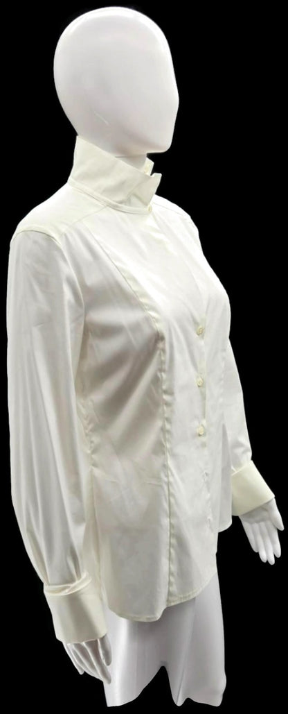 Escada Natassa Off White Swarovski Button Up Blouse French Cuff Size 36 NWT7