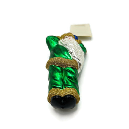 Patricia Breen Hold Onto Your Hat Green Santa Claus Christmas Ornament 97217