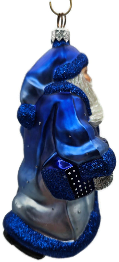 Patricia Breen City Santa Dawn Blue Silver Snowflakes Christmas Ornament3