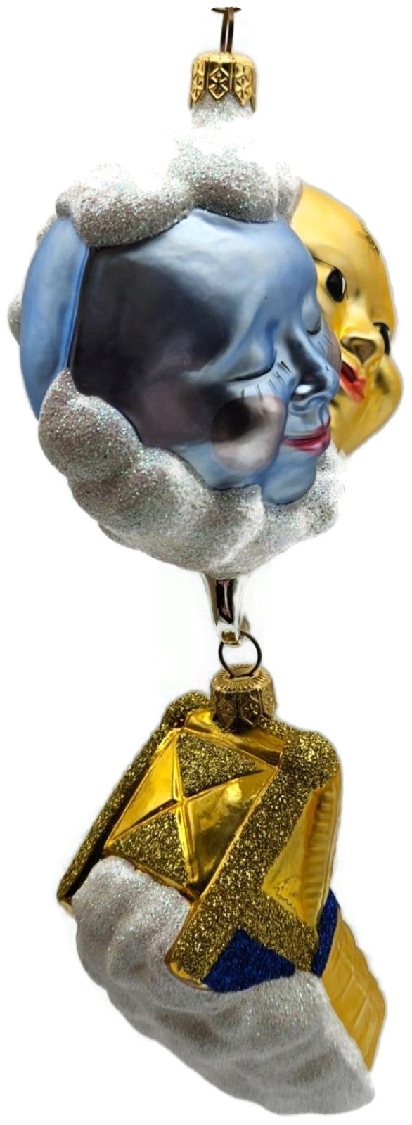 Patricia Breen Sweet Dreams Blue Polka Dots Gold Stars Christmas Ornament 97472