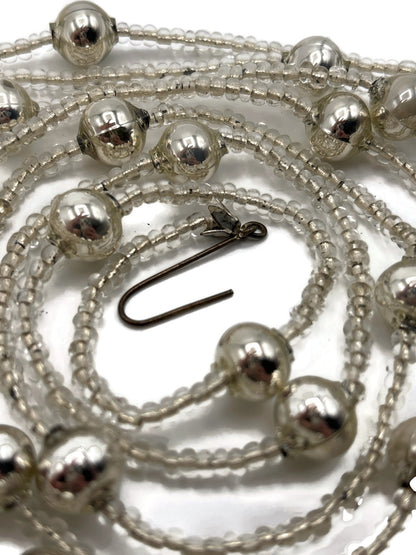 Christopher Radko Vintage Silver Mercury Glass Beaded Christmas Garland 70" Tag6