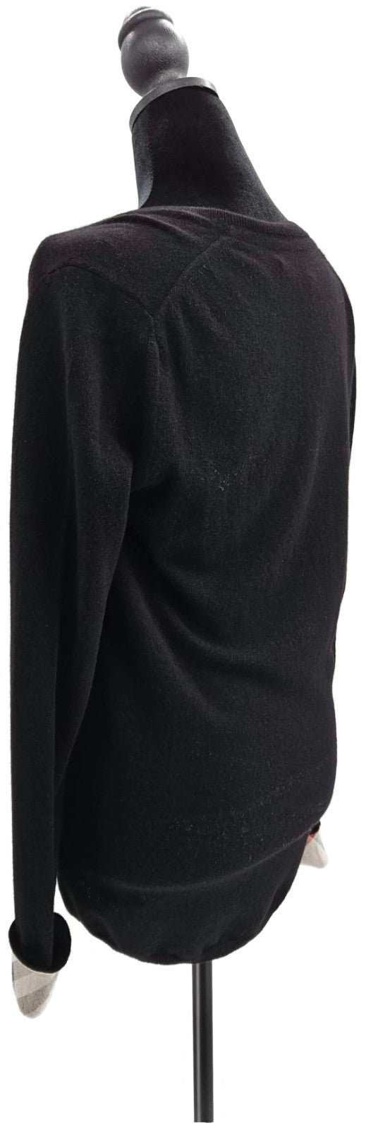 Burberry Brit Cashmere V Neck Sweater Black Plaid Check Cuff Pullover Sz Medium3