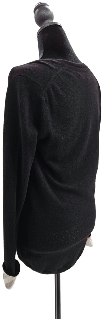 Burberry Brit Cashmere V Neck Sweater Black Plaid Check Cuff Pullover Sz Medium3