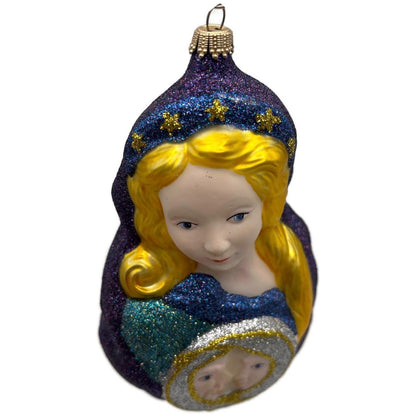 Larry Fraga Embracement Stars Purple Glitter Glass Holiday Christmas Ornament8