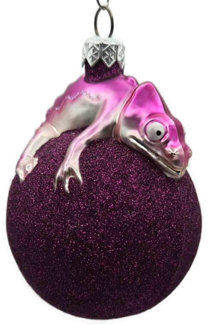 Patricia Breen Chameleon Fuchsia Glittered Christmas Ornament Milaegers 99041
