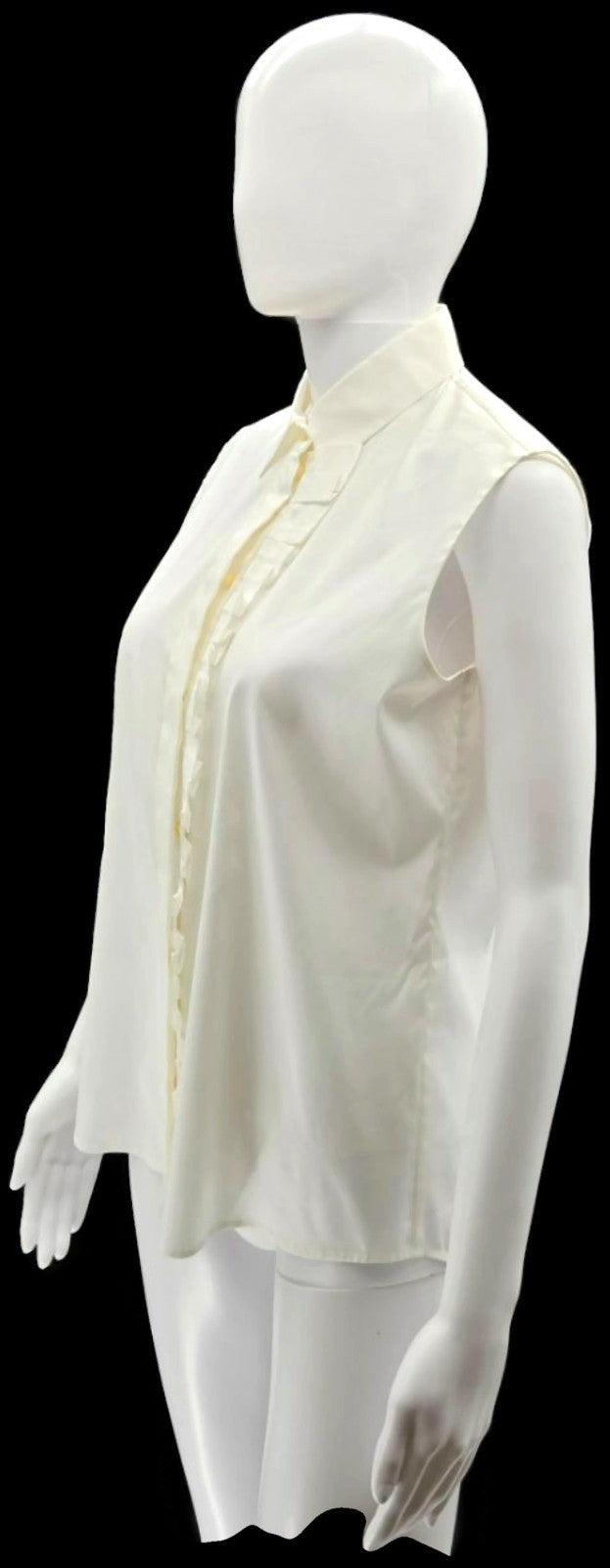 BOSS Hugo Boss Ivory Ruffle Button Front Sleeveless Blouse Women's US 6 Poland6