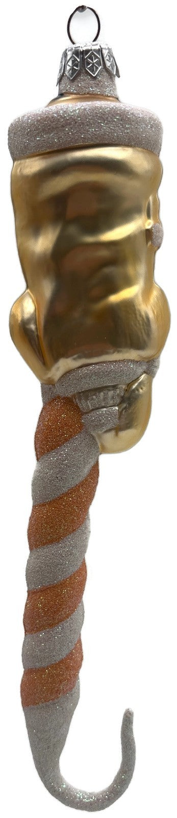 Patricia Breen Peppermint Santa Peach Striped Glass Christmas Tree Ornament 98336