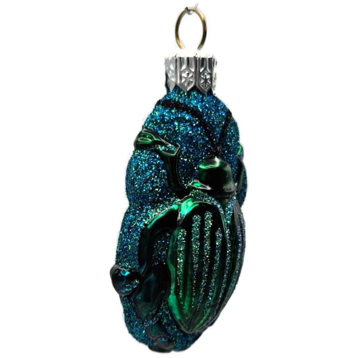 Patricia Breen Bugs Turquoise Beetle Blue Glitter Glass Christmas Ornament 32111