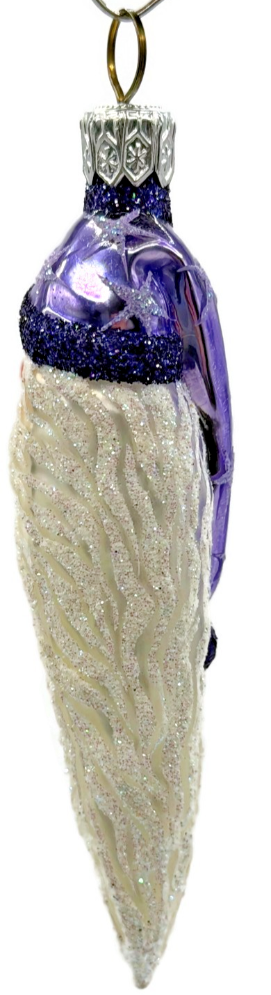 Patricia Breen Stocking Cap Santa Head Purple Stars Christmas Tree Ornament 23543