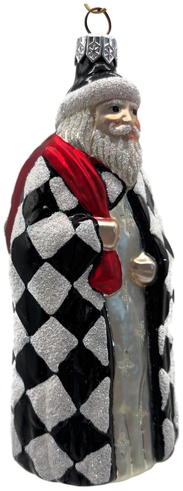 Patricia Breen Saint Louis Santa Black White Diamond Christmas Ornament 97377