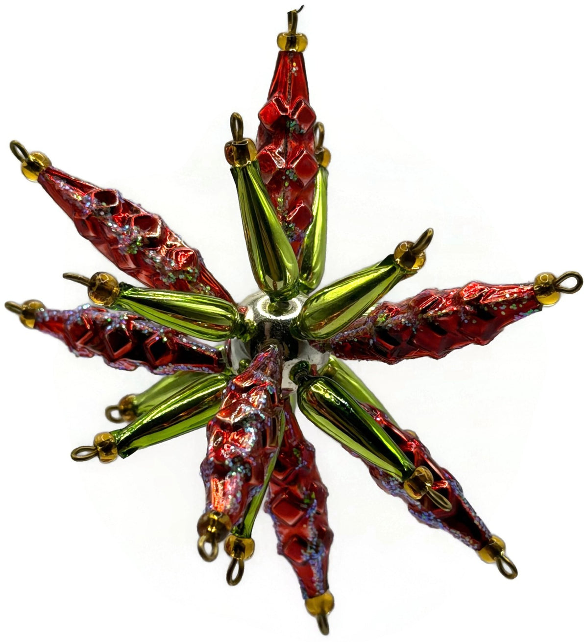 Christopher Radko Star Bright Red Green Beaded Christmas Ornament 99 391 04