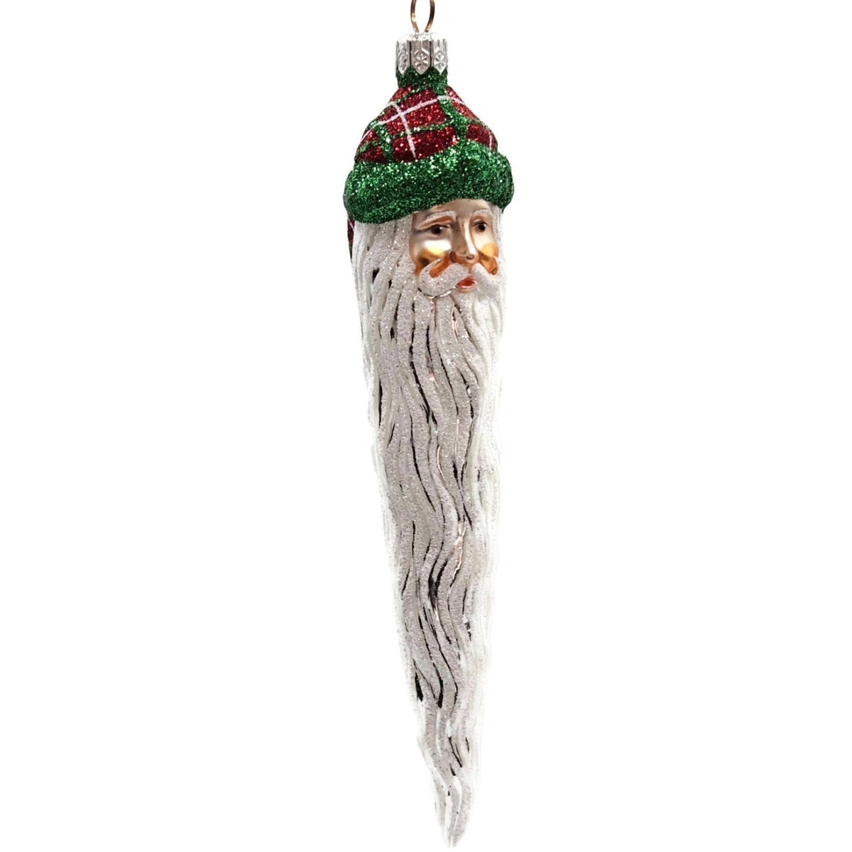 Patricia Breen Santa Claus Icicle Plaid Red Hat Drops Christmas Ornament 21322