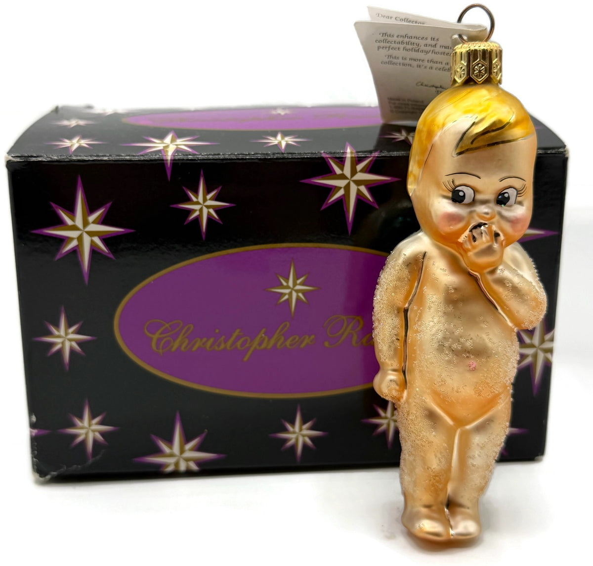 Christopher Radko Babykins Gold Kewpie Cherub Christmas Tree Ornament 97-451-01