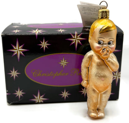 Christopher Radko Babykins Gold Kewpie Cherub Christmas Tree Ornament 97-451-01