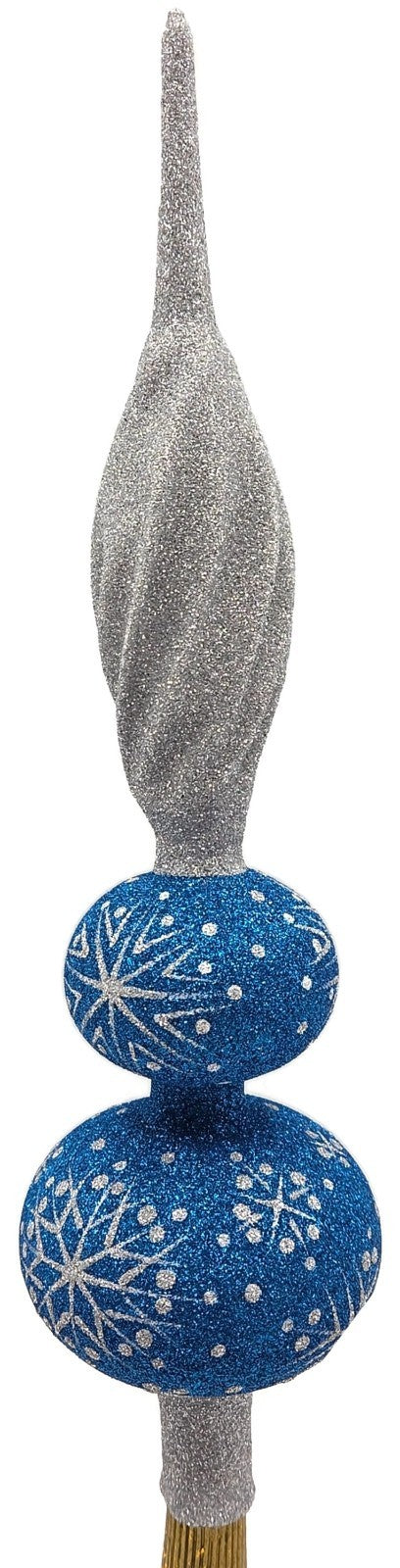 Patricia Breen Miniature Blizzard Finial Blue Silver Christmas Tree Topper 97936