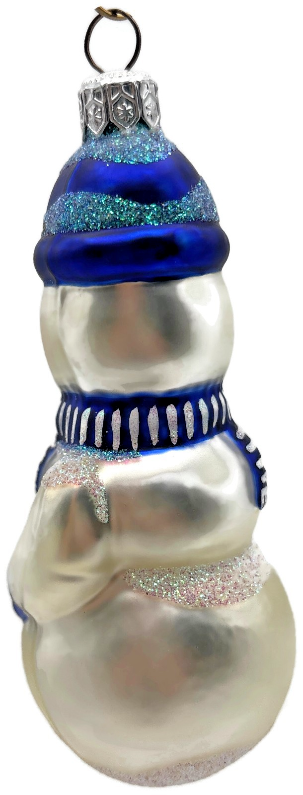 Patricia Breen 1995 Snowboy Blue Snowman Glass Christmas Ornament 95253