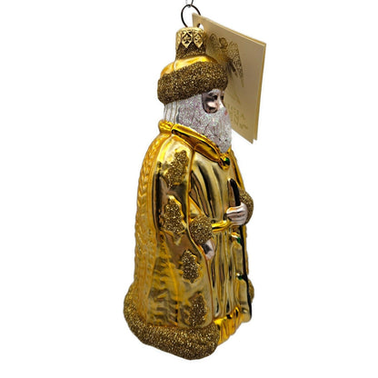 Patricia Breen Santa of the Golden Oaks Gold Glass Christmas Tree Ornament 96412